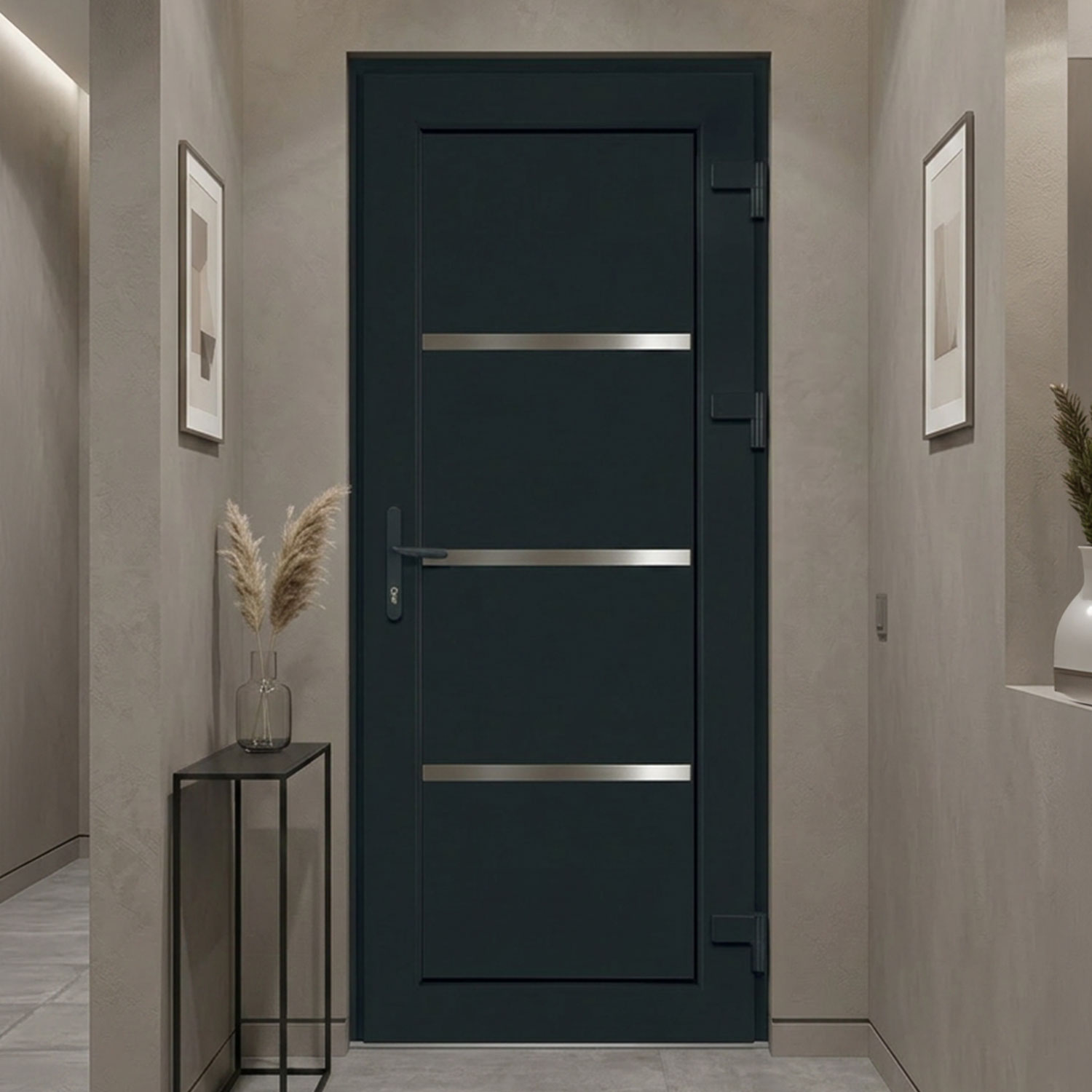 Portoncino d’ingresso in PVC con molding 1415 - antracite