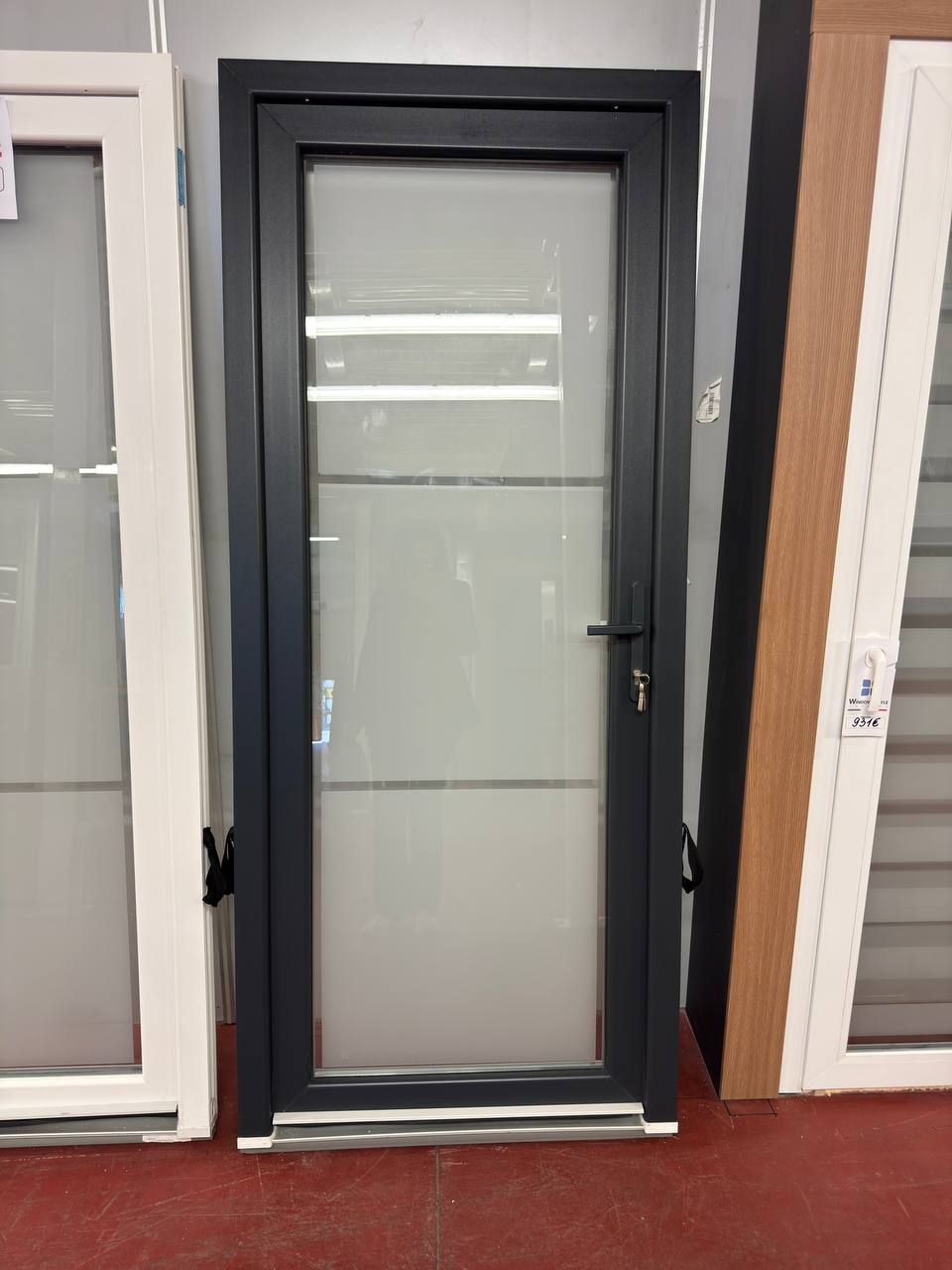 Portoncino d’ingresso in PVC con sabbiatura 90x210cm - antracite