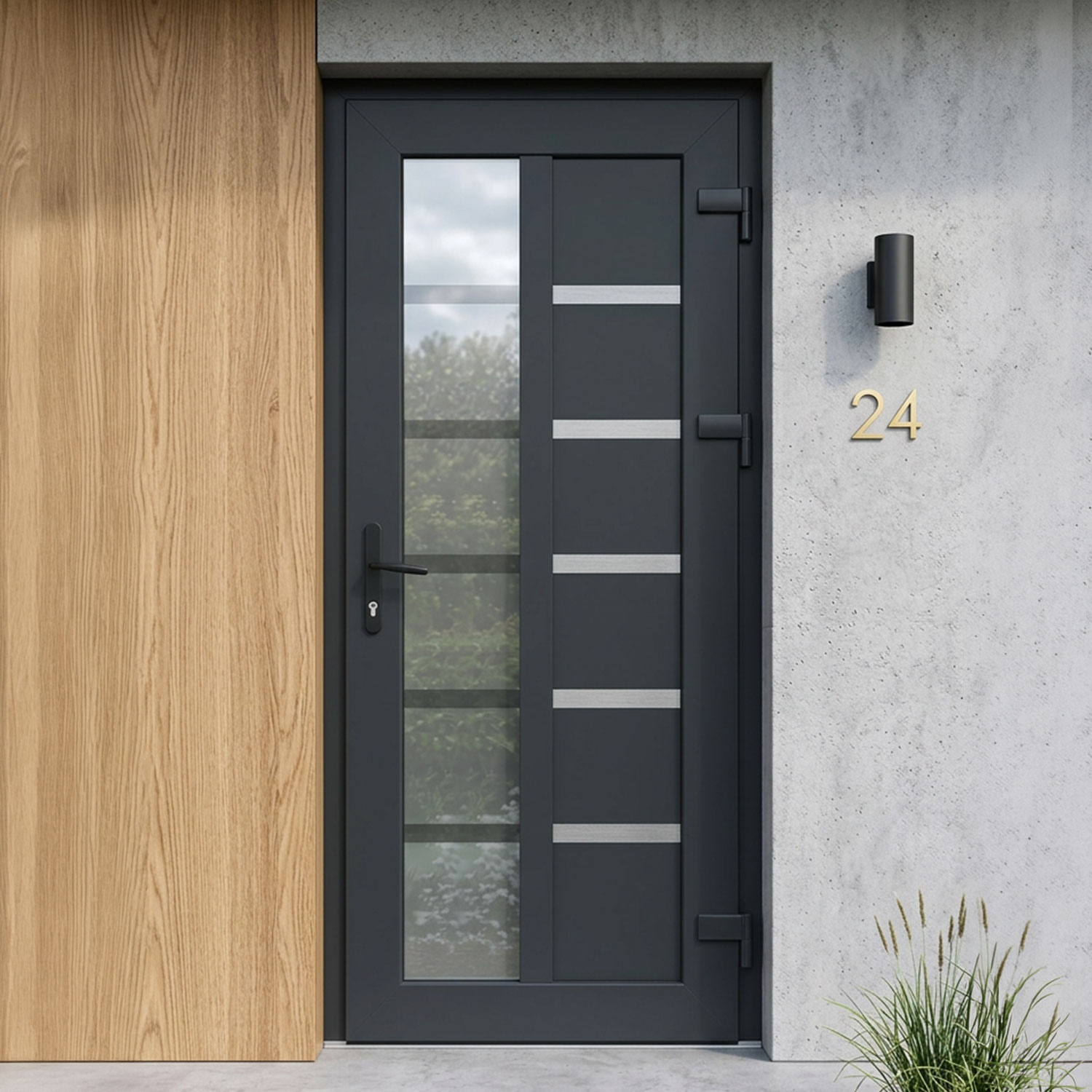 Portoncino d’ingresso in PVC con molding SP 169 - antracite