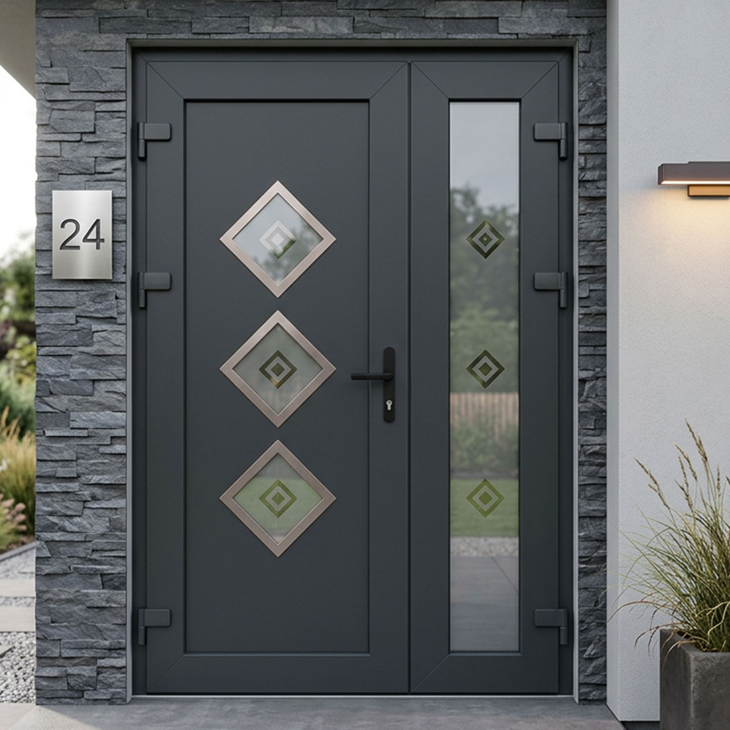 Portoncino d’ingresso in PVC SP 64 - antracite