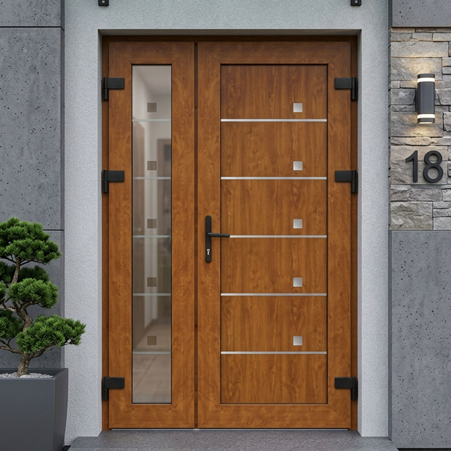 Portoncino d’ingresso in PVC SP 85 - quercia dorata