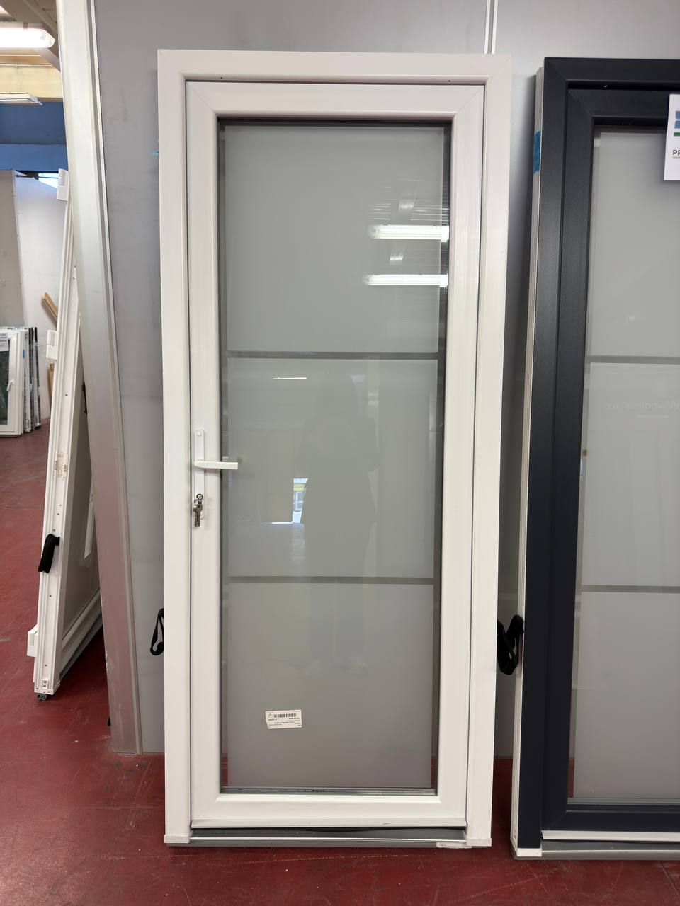 Portoncino d’ingresso in PVC con sabbiatura 90x210cm - bianco